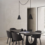 Geometric dining table - varnished oak - black - rectangular White Cliff Studio Dining Table