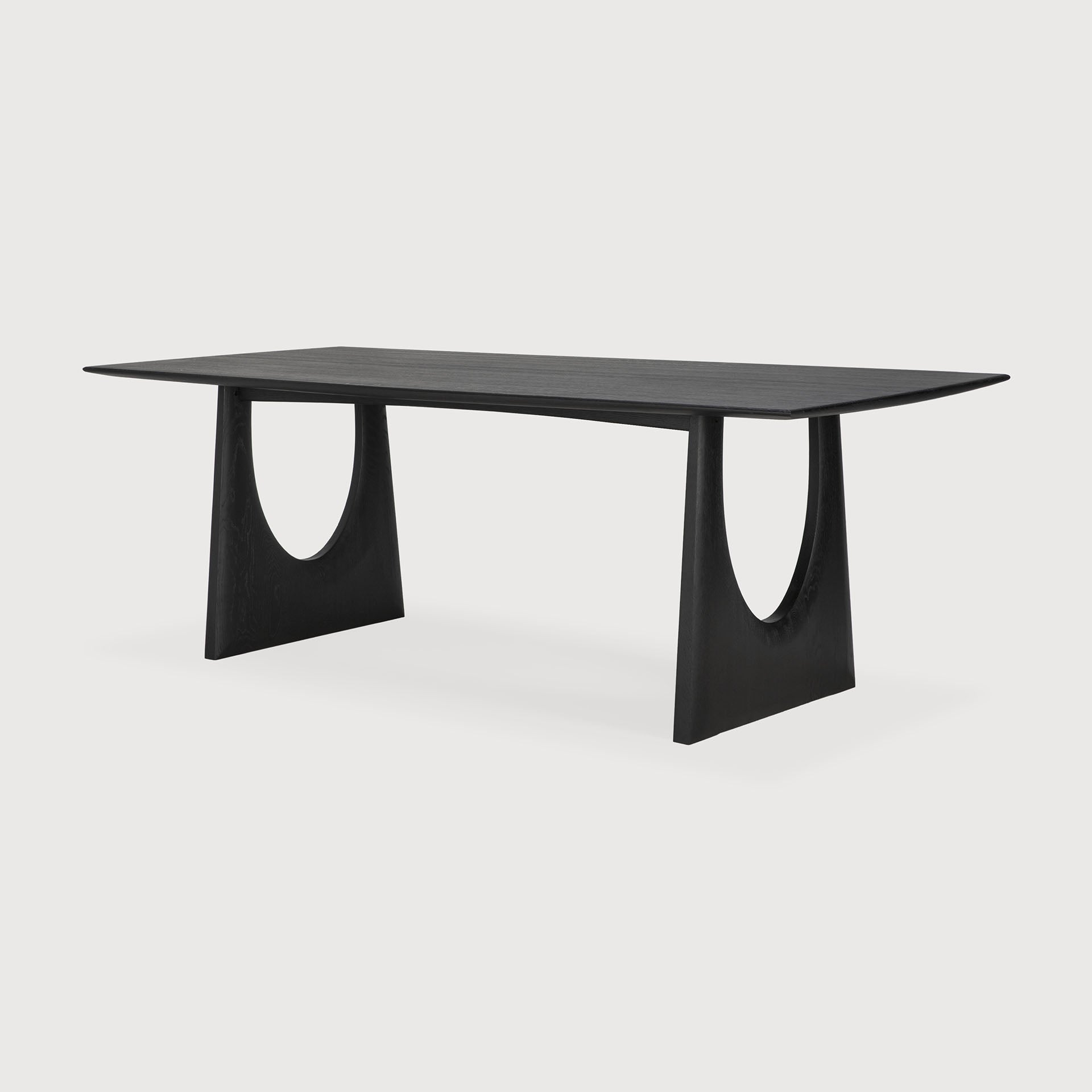Geometric dining table - varnished oak - black - rectangular White Cliff Studio Dining Table