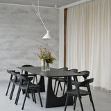 Geometric dining table - varnished oak - black - rectangular White Cliff Studio Dining Table