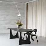 Geometric dining table - varnished oak - black - rectangular White Cliff Studio Dining Table