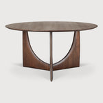 Geometric dining table - varnished teak - brown - round White Cliff Studio Dining Table