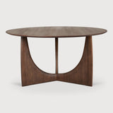 Geometric dining table - varnished teak - brown - round White Cliff Studio Dining Table