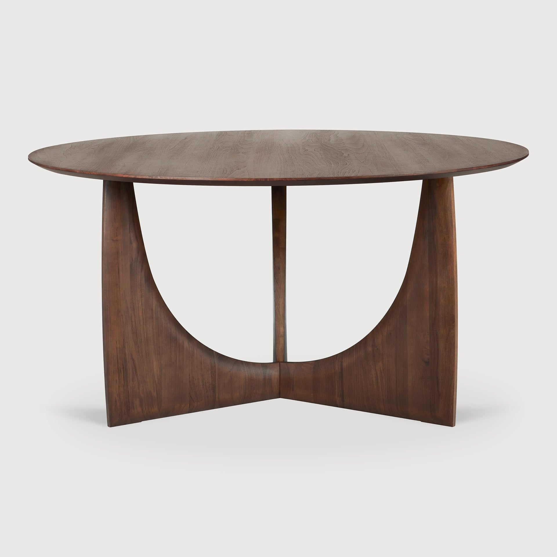 Geometric dining table - varnished teak - brown - round White Cliff Studio Dining Table