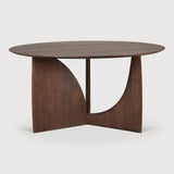 Geometric dining table - varnished teak - brown - round White Cliff Studio Dining Table