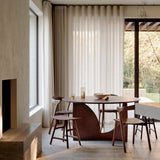 Geometric dining table - varnished teak - brown - round White Cliff Studio Dining Table