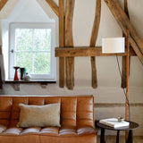 Geometric side table - varnished oak - black - round White Cliff Studio Side Table