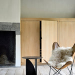 Geometric side table - varnished oak - black - round White Cliff Studio Side Table