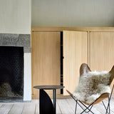 Geometric side table - varnished oak - black - round White Cliff Studio Side Table