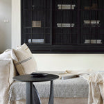 Geometric side table - varnished oak - black - round White Cliff Studio Side Table