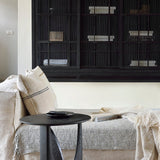 Geometric side table - varnished oak - black - round White Cliff Studio Side Table