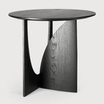 Geometric side table - varnished oak - black - round White Cliff Studio Side Table