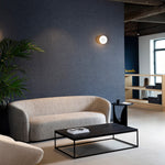 Geometric side table - varnished oak - black - round White Cliff Studio Side Table