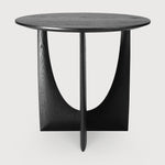 Geometric side table - varnished oak - black - round White Cliff Studio Side Table
