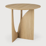 Geometric side table - varnished oak - round White Cliff Studio Side Table