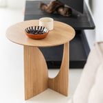 Geometric side table - varnished oak - round White Cliff Studio Side Table