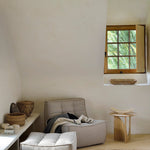 Geometric side table - varnished oak - round White Cliff Studio Side Table