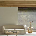 Geometric side table - varnished oak - round White Cliff Studio Side Table