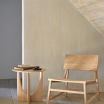 Geometric side table - varnished oak - round White Cliff Studio Side Table