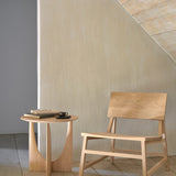 Geometric side table - varnished oak - round White Cliff Studio Side Table