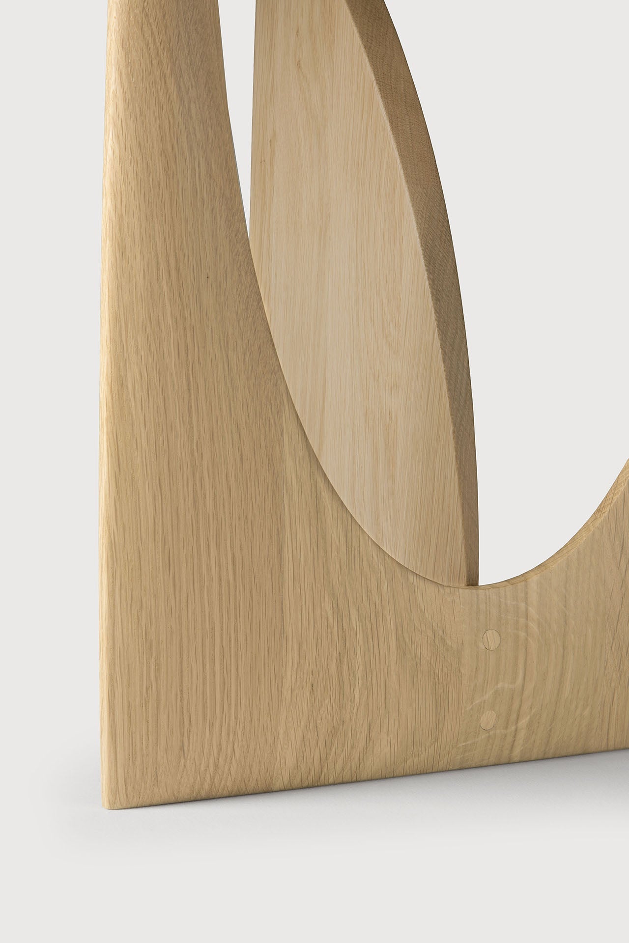 Geometric side table - varnished oak - round White Cliff Studio Side Table