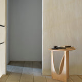 Geometric side table - varnished oak - round White Cliff Studio Side Table