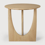 Geometric side table - varnished oak - round White Cliff Studio Side Table