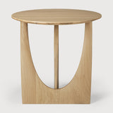 Geometric side table - varnished oak - round White Cliff Studio Side Table