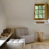 Geometric side table - varnished oak - round White Cliff Studio Side Table