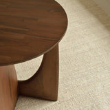 Geometric side table - varnished teak - brown - round White Cliff Studio Side Table