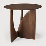 Geometric side table - varnished teak - brown - round White Cliff Studio Side Table