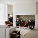 Geometric side table - varnished teak - brown - round White Cliff Studio Side Table