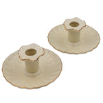 Gilded Cream Ceramic Candle Holders – Pair White Cliff Studio Candle Holders