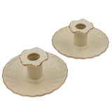 Gilded Cream Ceramic Candle Holders – Pair White Cliff Studio Candle Holders