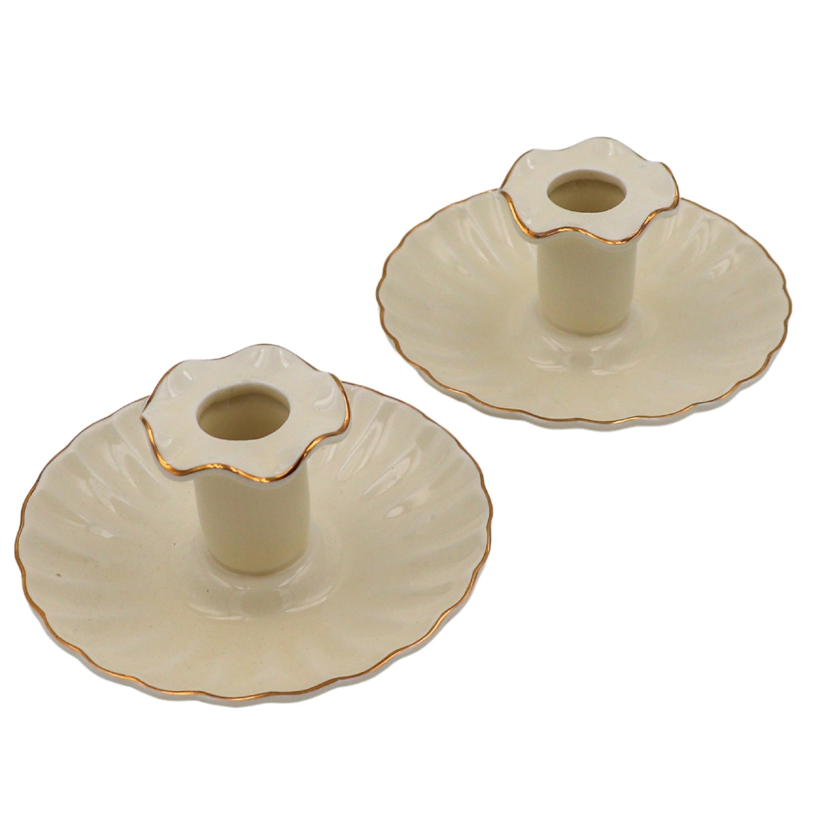 Gilded Cream Ceramic Candle Holders – Pair White Cliff Studio Candle Holders
