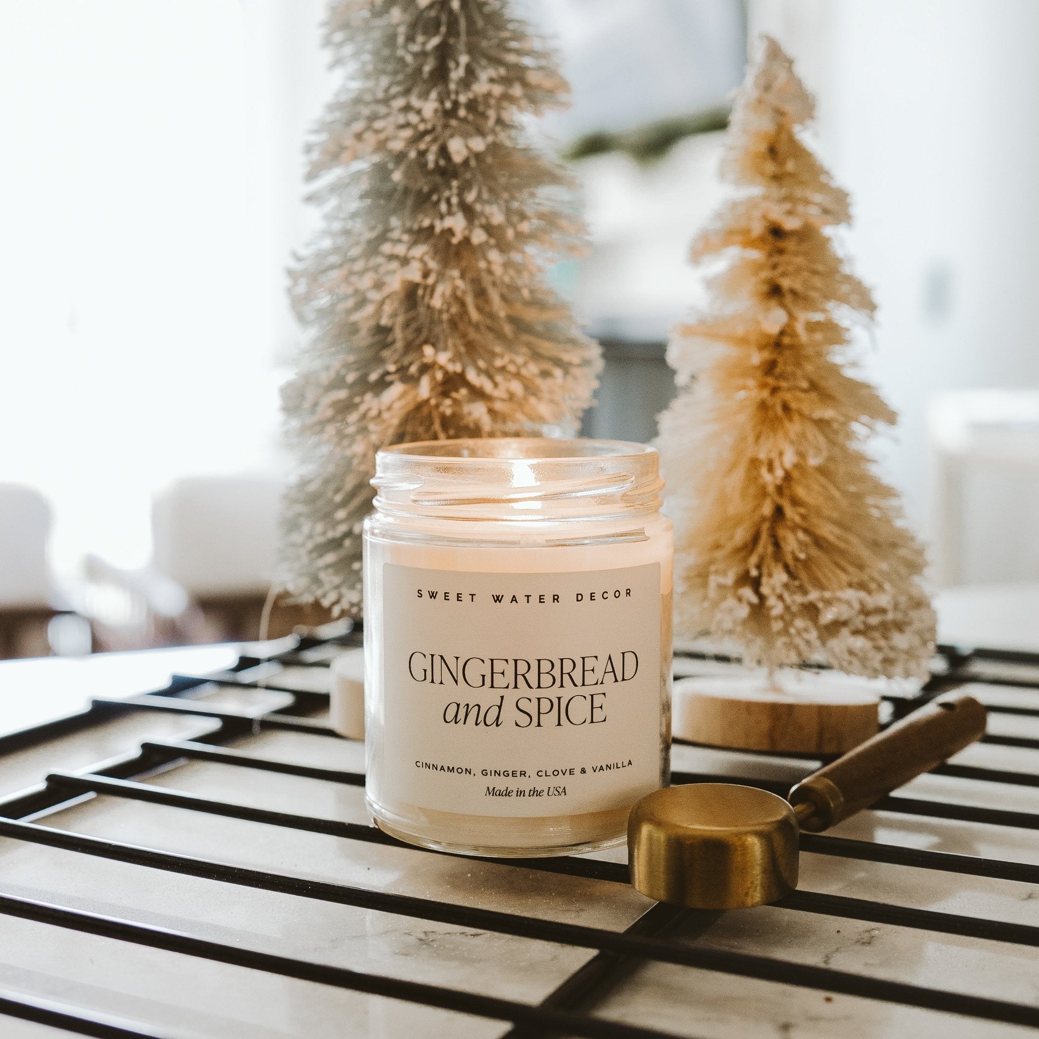 Gingerbread and Spice Soy Candle - Clear Jar - 9 oz White Cliff Studio Candles and Candle Accessories