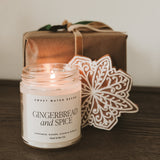 Gingerbread and Spice Soy Candle - Clear Jar - 9 oz White Cliff Studio Candles and Candle Accessories