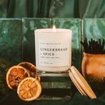 Gingerbread and Spice Soy Candle - White Jar - 11 oz White Cliff Studio Candles and Candle Accessories
