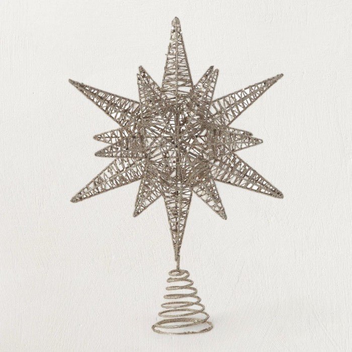 Glitter Metal Star Tree Topper White Cliff Studio Holiday Trees