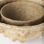 Golden Set of 2 Beige Paper Mache Spiked Bowls