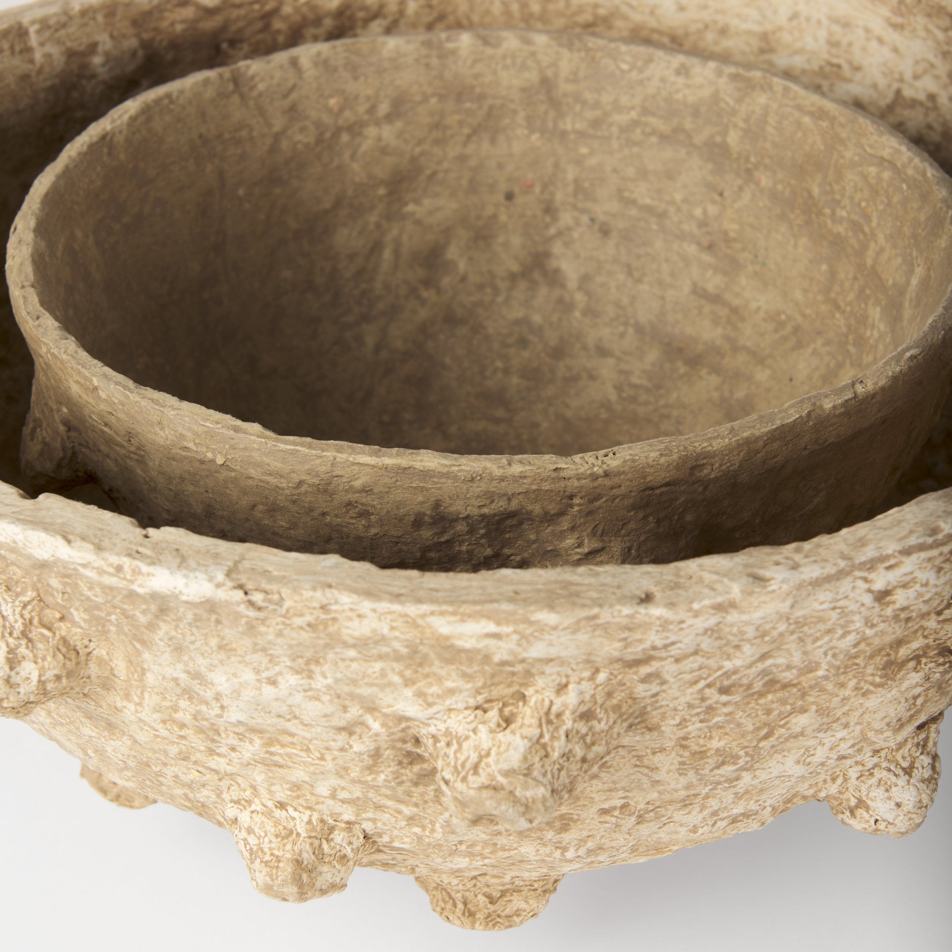 Golden Set of 2 Beige Paper Mache Spiked Bowls