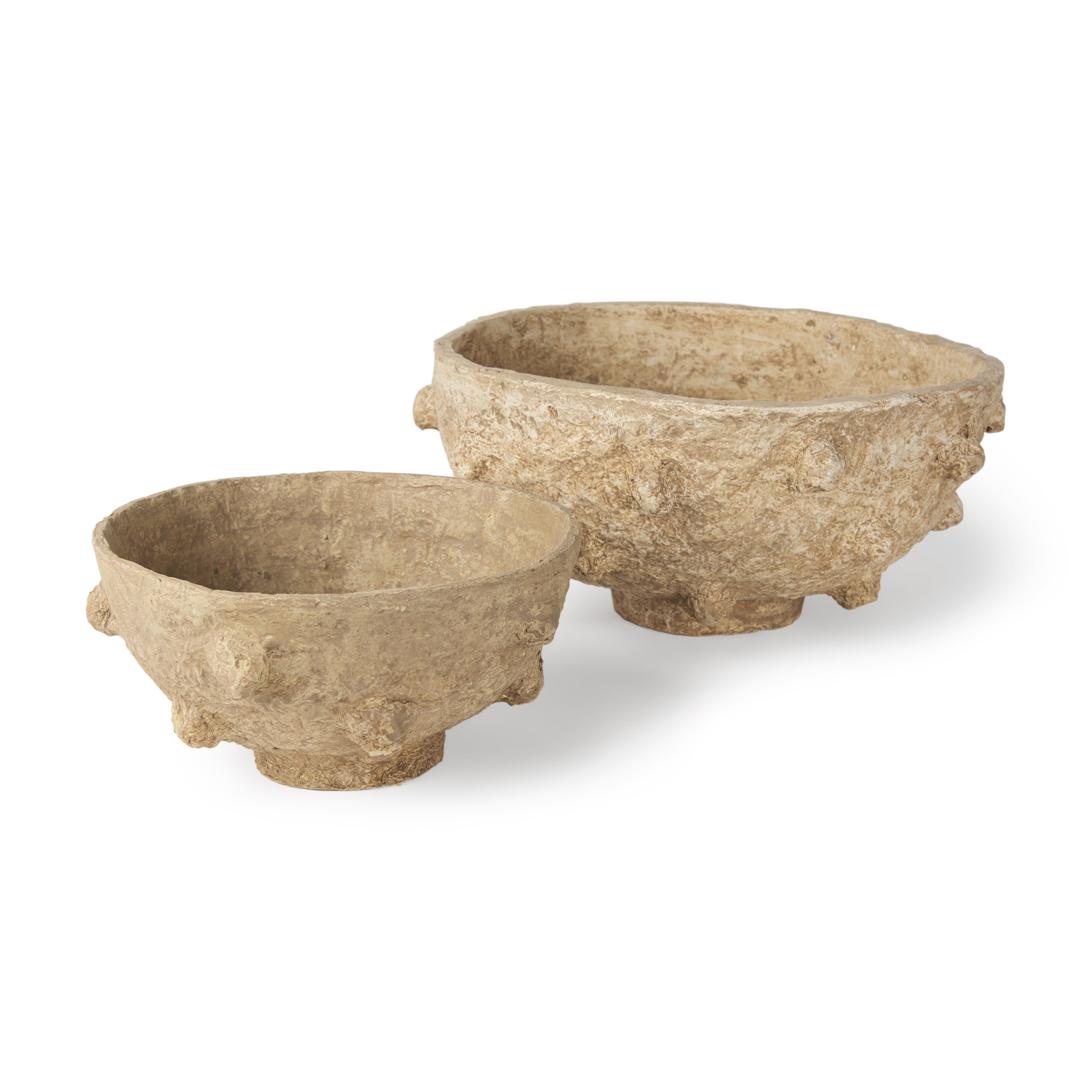 Golden Set of 2 Beige Paper Mache Spiked Bowls