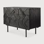 Graphic dresser - varnished teak - black - 3 drawers White Cliff Studio DRESSERS & CHEST OF DRAWERS