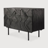 Graphic dresser - varnished teak - black - 3 drawers White Cliff Studio DRESSERS & CHEST OF DRAWERS