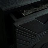 Graphic dresser - varnished teak - black - 3 drawers White Cliff Studio DRESSERS & CHEST OF DRAWERS