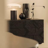 Graphic dresser - varnished teak - black - 3 drawers White Cliff Studio DRESSERS & CHEST OF DRAWERS