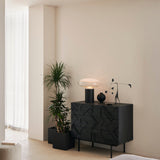 Graphic dresser - varnished teak - black - 3 drawers White Cliff Studio DRESSERS & CHEST OF DRAWERS