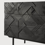 Graphic dresser - varnished teak - black - 3 drawers White Cliff Studio DRESSERS & CHEST OF DRAWERS