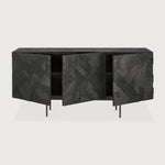 Graphic sideboard - varnished teak - black - 3 doors White Cliff Studio Sideboard