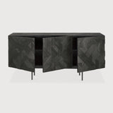 Graphic sideboard - varnished teak - black - 3 doors White Cliff Studio Sideboard