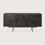 Graphic sideboard - varnished teak - black - 3 doors White Cliff Studio Sideboard